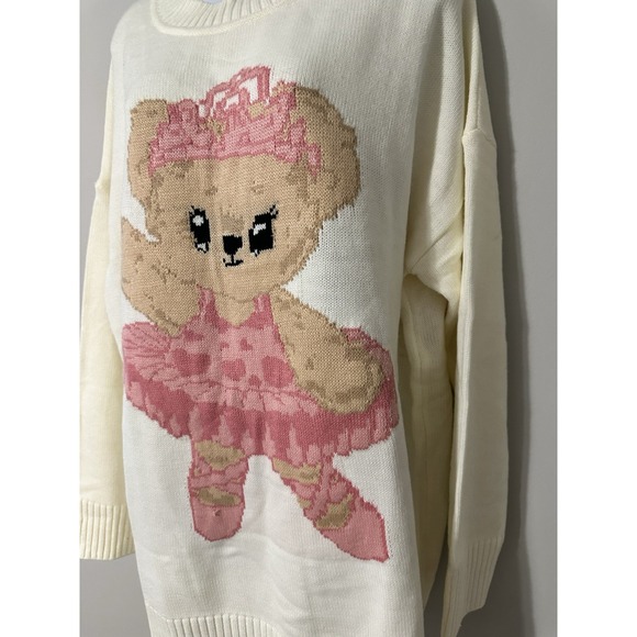 Dolls Kill Sugar Thrillz Cuddle Buddy Knit Teddy Bear Bows Sweater NWOT Size XL - Picture 2 of 6